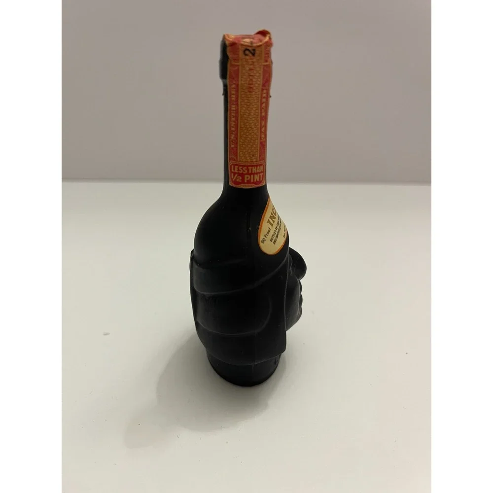 Vintage Inca Pisco Miniature Bottle Matte Black Glass Peruvian Head 1.6oz Peru